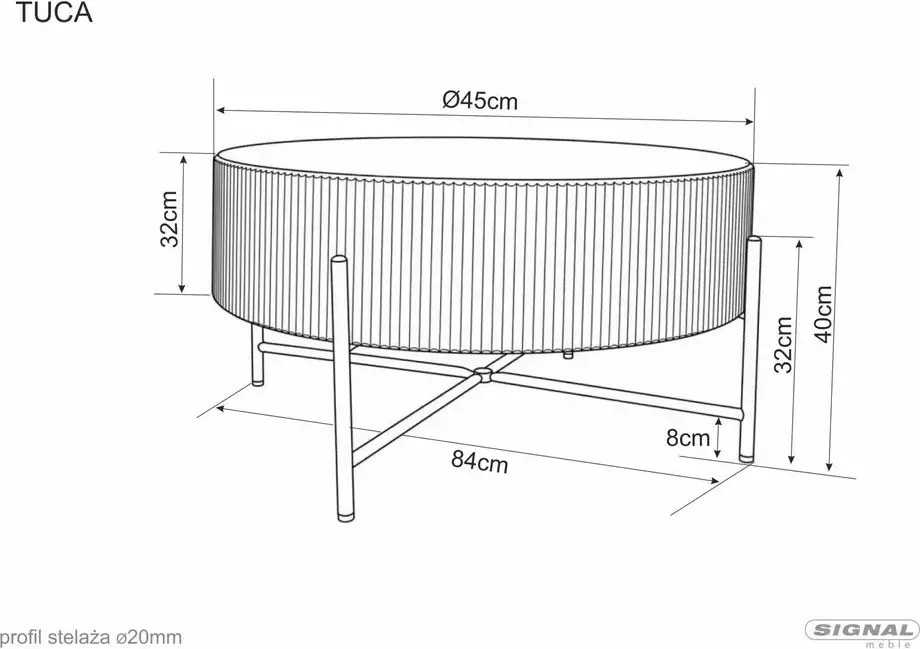 Măsuță de cafea Tuca stejar / negru mat ø80/h40 cm