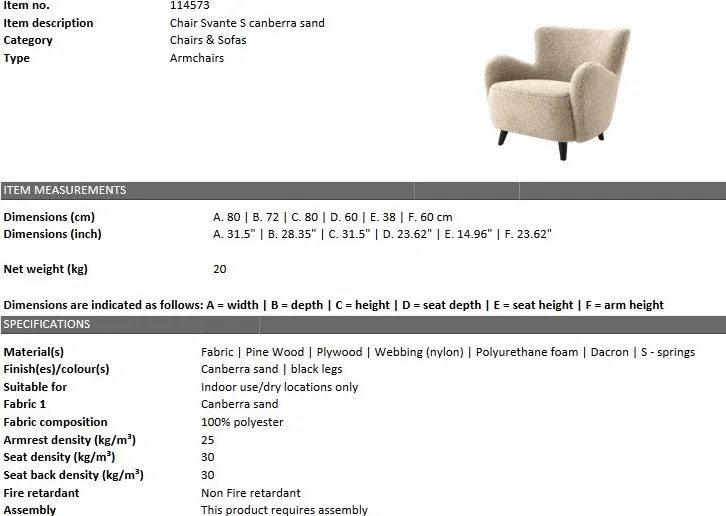 Fotoliu design elegant LUX Svante, sand 114573 HZ