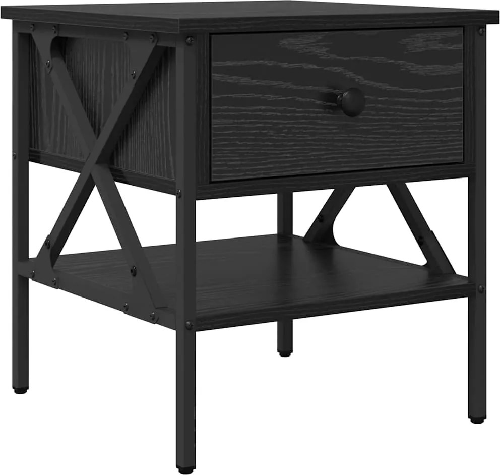 vidaXL Cabinet de Noptieră cu sertar Stejar negru 40 x 42 x 45 cm