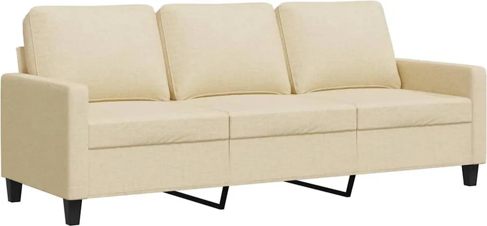 vidaXL Canapea cu 3 locuri, crem, 180 cm, material textil