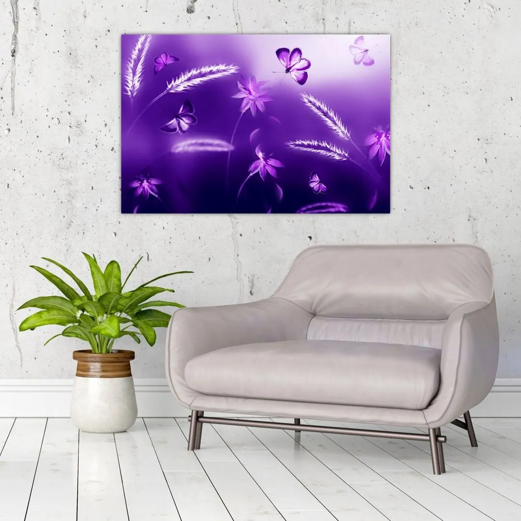 Tablou - Lunca cu fluturi (90x60 cm)