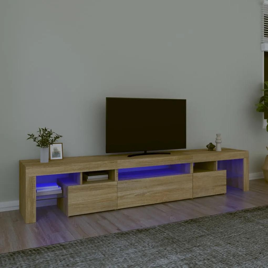 Comoda TV cu lumini LED, stejar sonoma, 215x36,5x40cm 1, Stejar sonoma, 215 x 36.5 x 40 cm