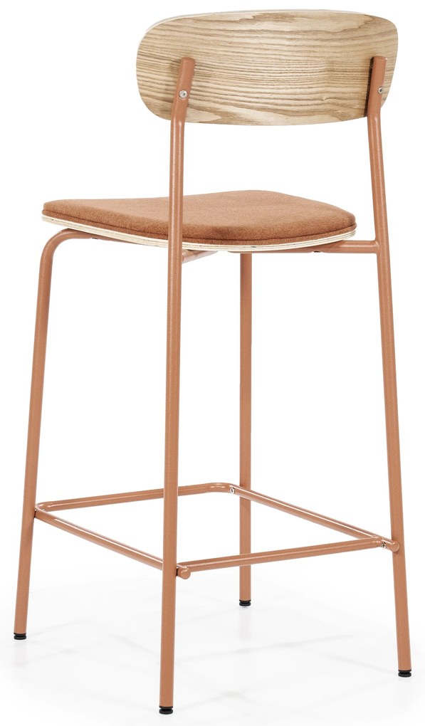 Scaun de bar Skoladin lemn de frasin teracota 95 cm