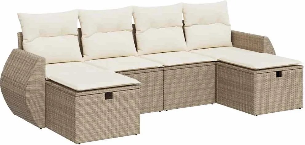 vidaXL Set canapele de grădină cu perne, 6 piese, bej, poliratan