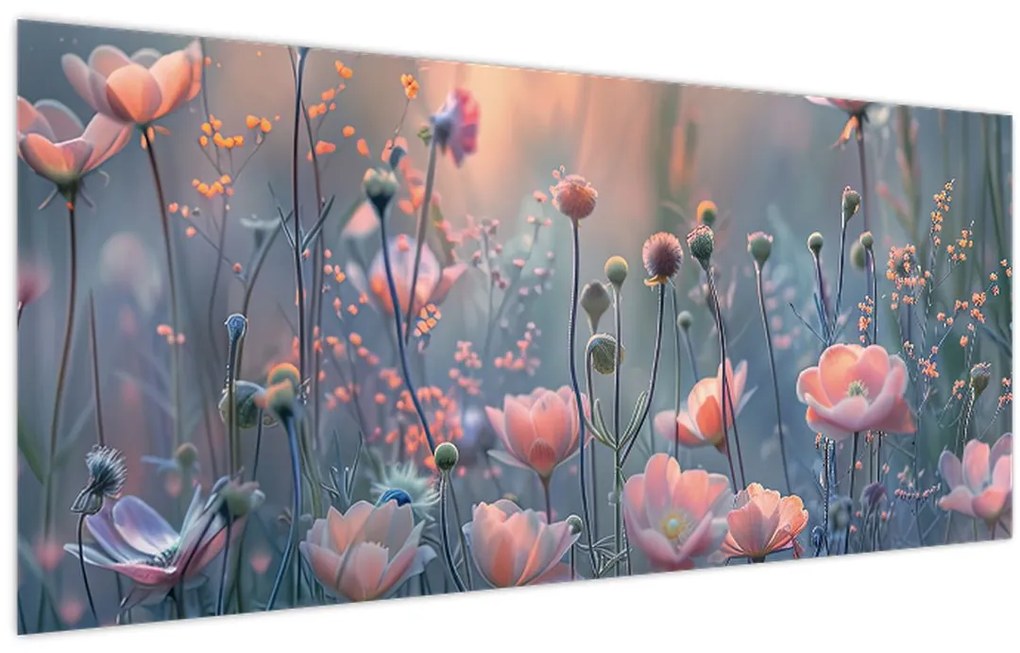 Tablou - Flori în culori pastelate (120x50 cm)