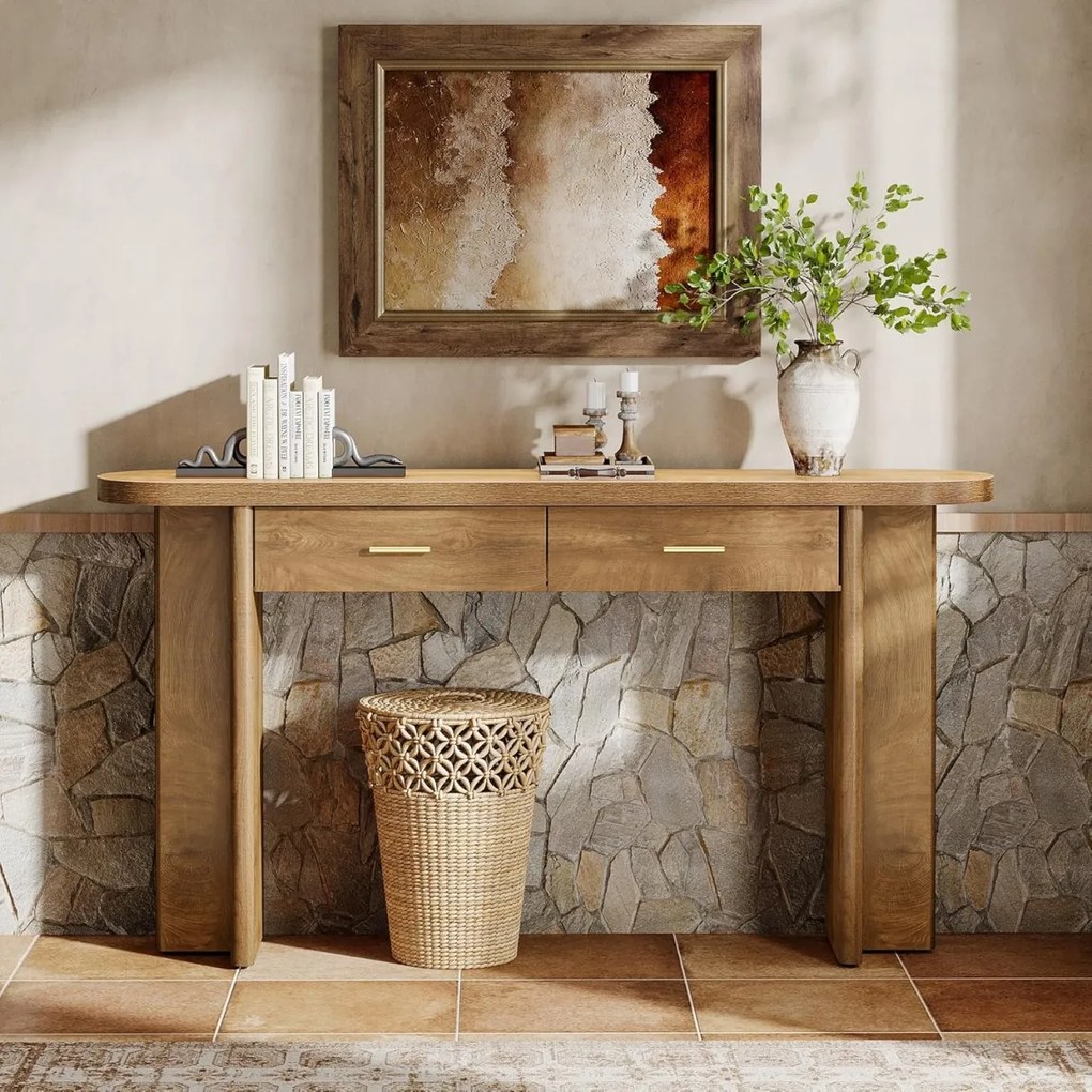 MAM33 - Masa Consola cu colturi rotunjite, 160 cm, masuta hol, living, dining, dormitor - Maro