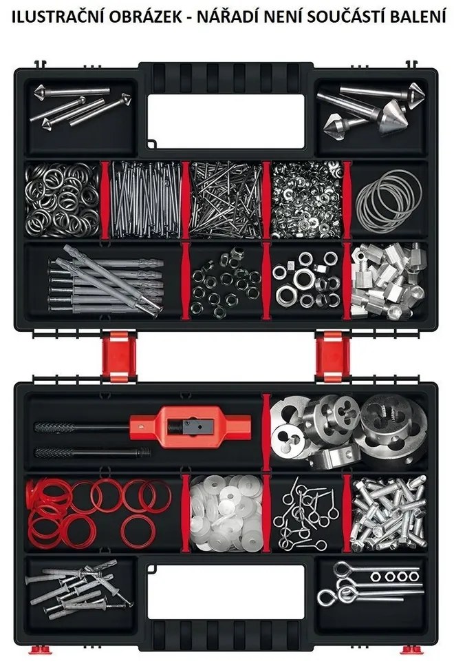Organizator cu două case 28,7 x 18,6 x 10 cm, separatoare, gri