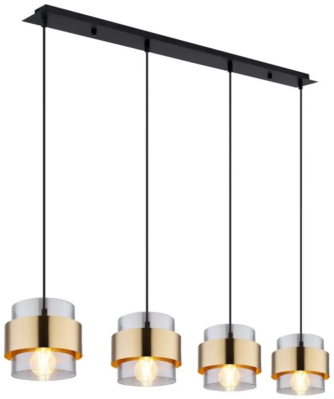 Lustra cu 4 pendule design modern MILLEY negru, auriu