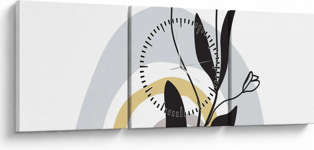 Tablou - Flori într-o vază N⁰1 (cu ceas) (90x30 cm)