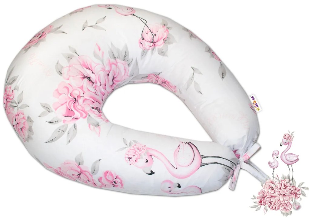 Bumbac perna de alaptare Baby Nellys, Flamingo roz