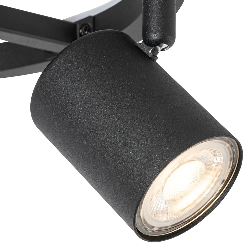 Spot plafon rotund negru GU10 50mm 3 lumini inclusiv iluminare de fundal - Back Up