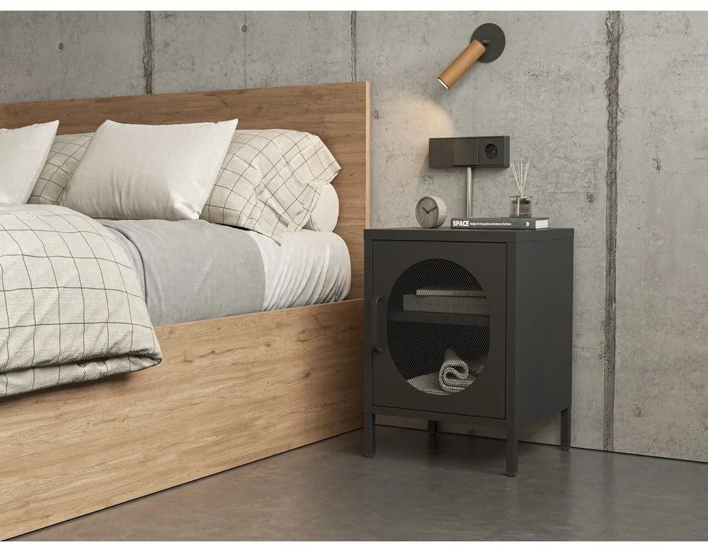 Noptieră neagră din metal Diora – Marckeric