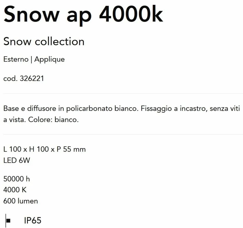 Mini Aplica LED iluminat exterior IP65 Snow ap 4000k