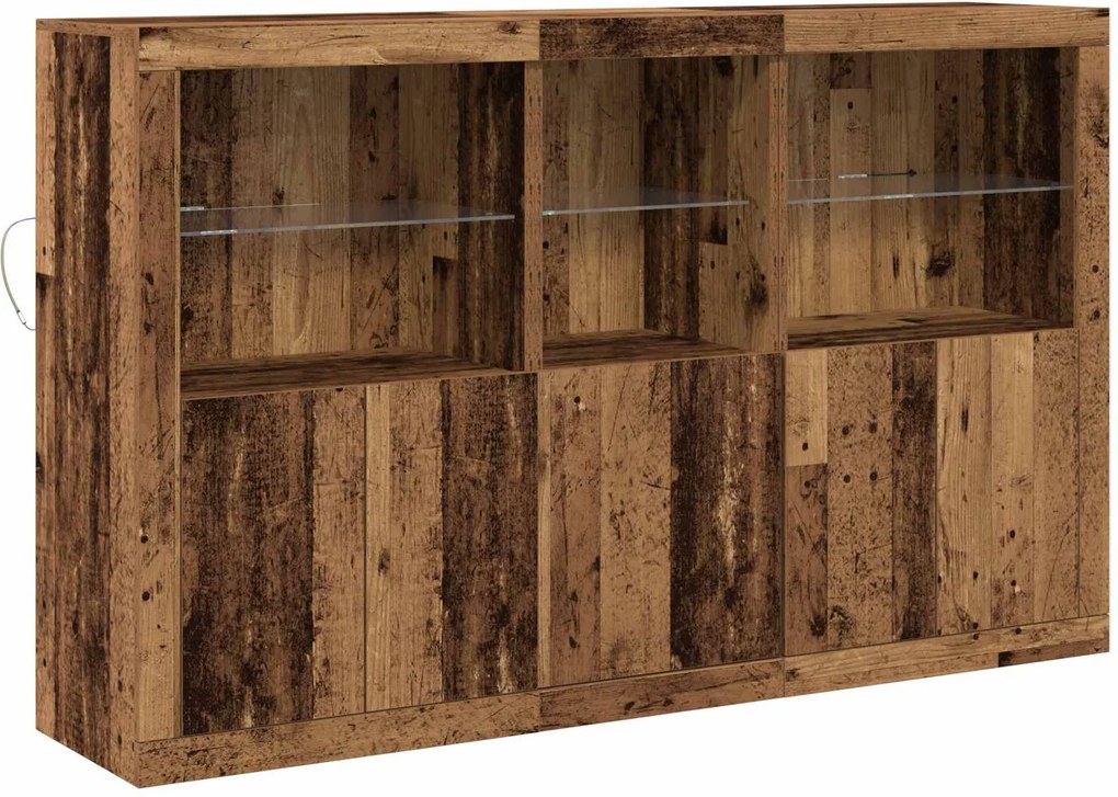 vidaXL Bufet LED Lemn vechi 162 x 37 x 100 cm Lemn compozit