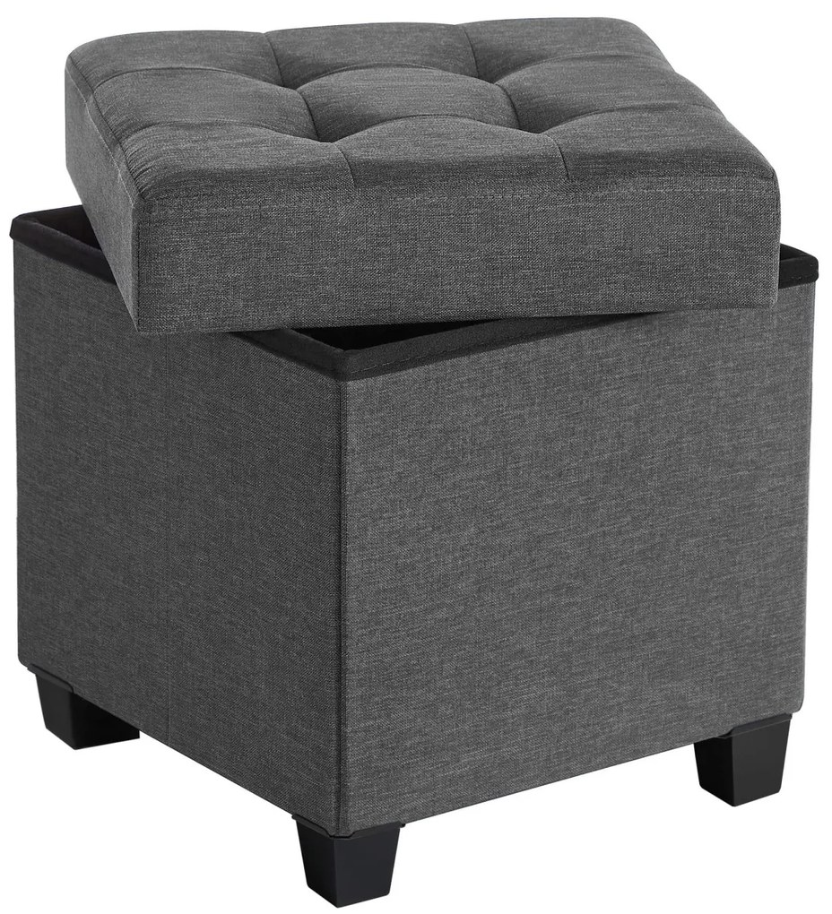 Taburet pliabil cu spatiu de depozitare OSCAR 38x38 cm, gri