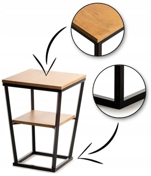 Măsuță laterală EXPAND 57x40 cm neagră/maro