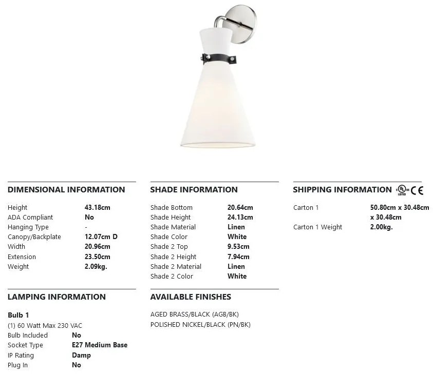 Aplica de perete design modern JULIA, nichel lucios