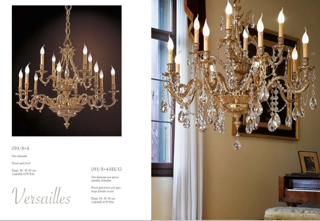 Candelabru 12 brate LUX cu cristale Scholer, Versailles