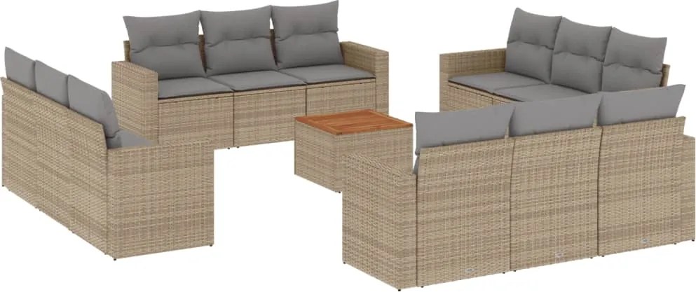 vidaXL Set canapele de grădină, 13 piese, cu perne, bej, poliratan