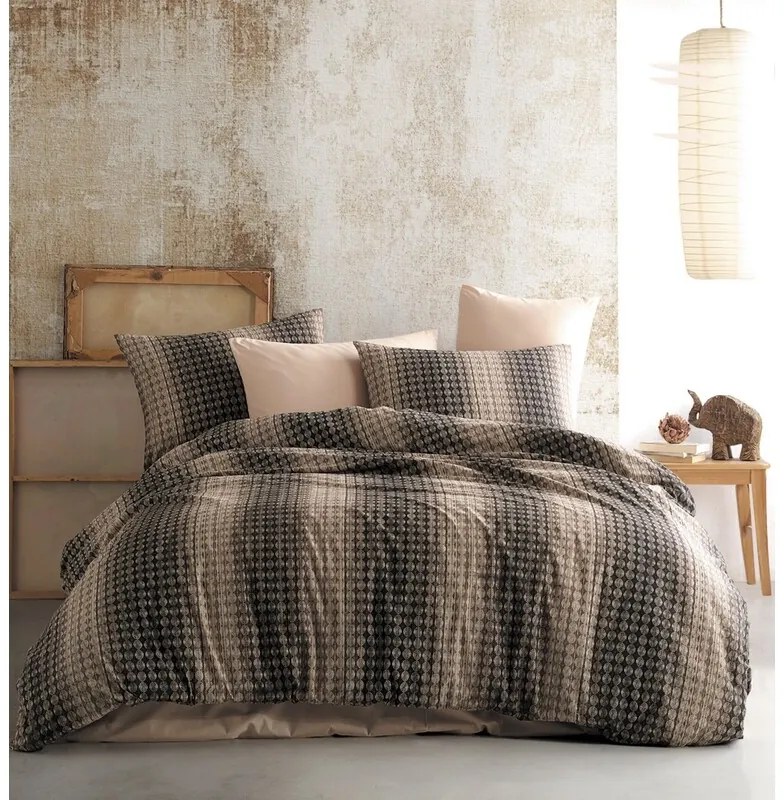 BedTex Lenjerie de pat din bumbac Oberon maro, 220x 200 cm, 2 bucăți 70 x 90 cm