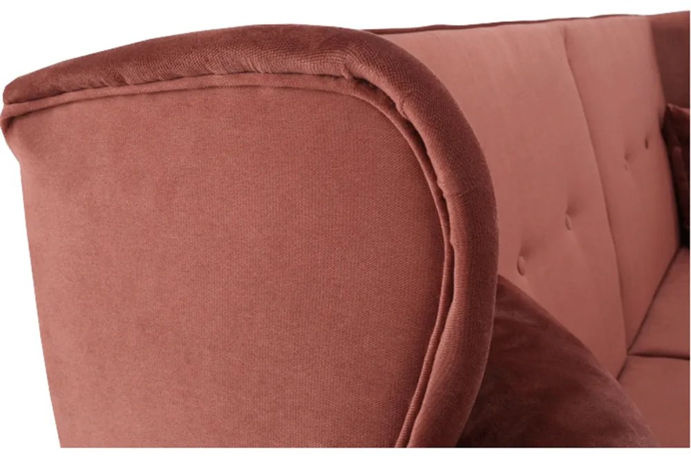 Canapea extensibilă, material textil roz antichizat, COLUMBUS
