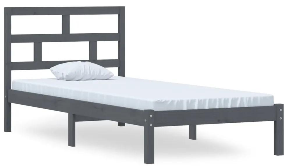 3101210 vidaXL Cadru de pat, gri, 100x200 cm, lemn masiv de pin