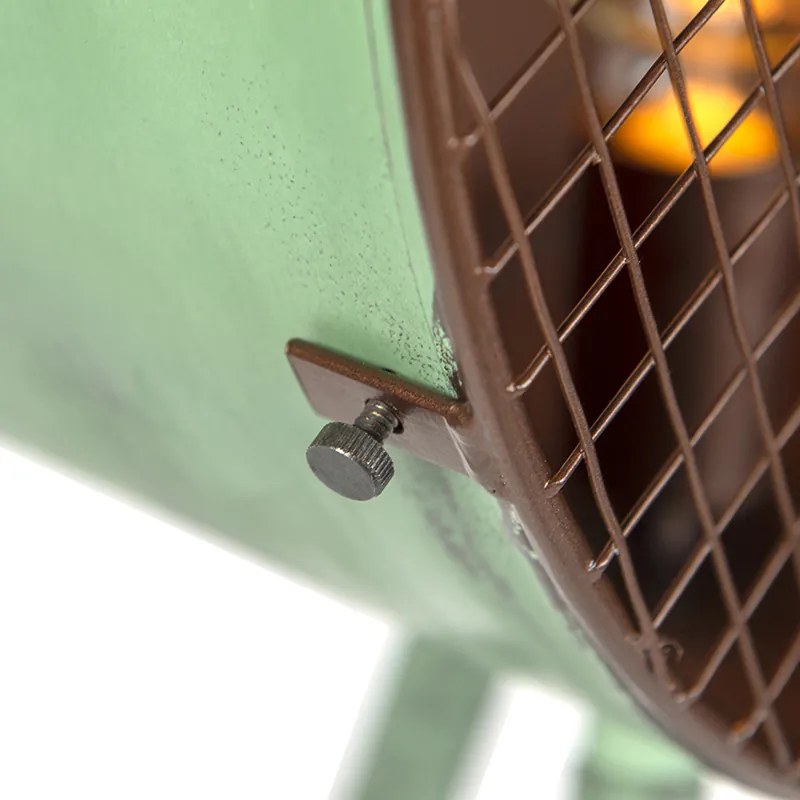 Lampă de podea vintage pe trepied din bambus verde cu cupru - Barrel