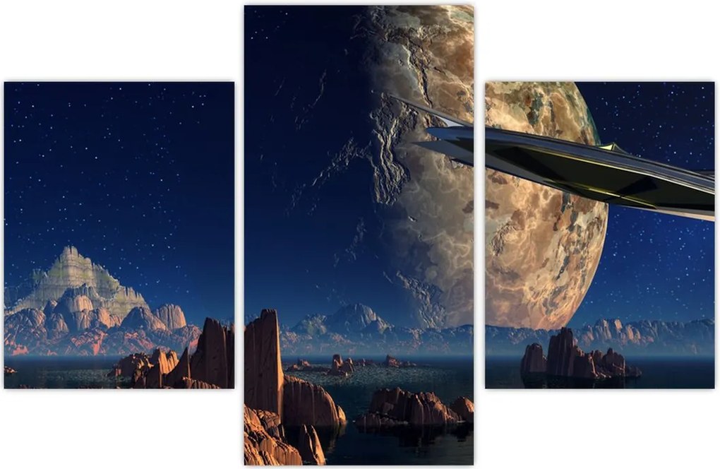 Tablou - Vizita extraterestrului (90x60 cm)