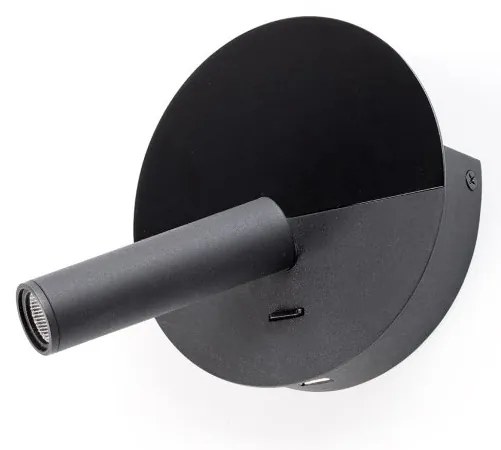 Aplica cu reader LED directionabil stil minimalist DUAS USB C negru