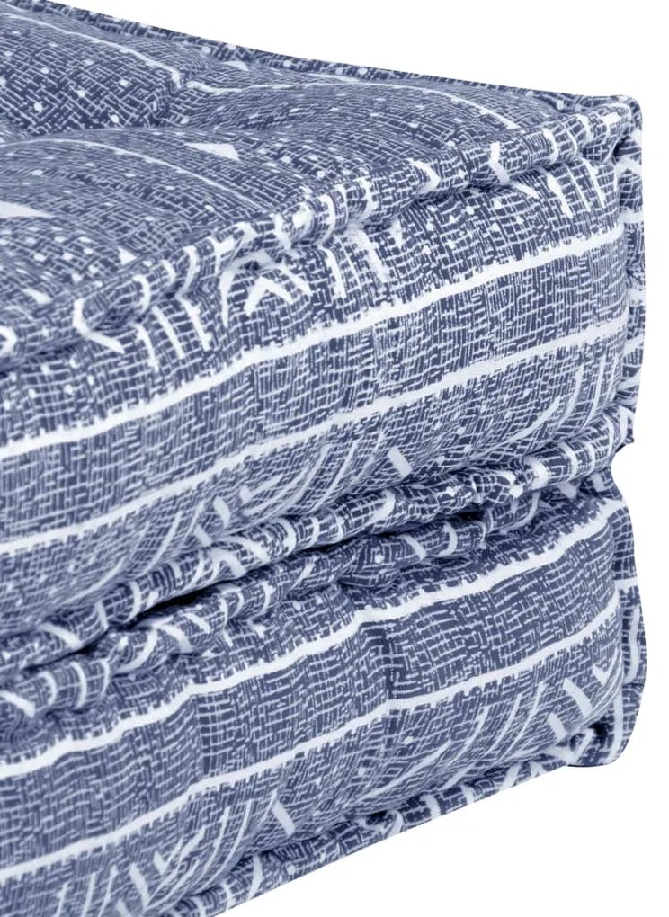 Canapea puf modulara cu 3 locuri, indigo, material textil 1, Indigo, Canapea cu 3 locuri cu spatar si suport pentru picioare