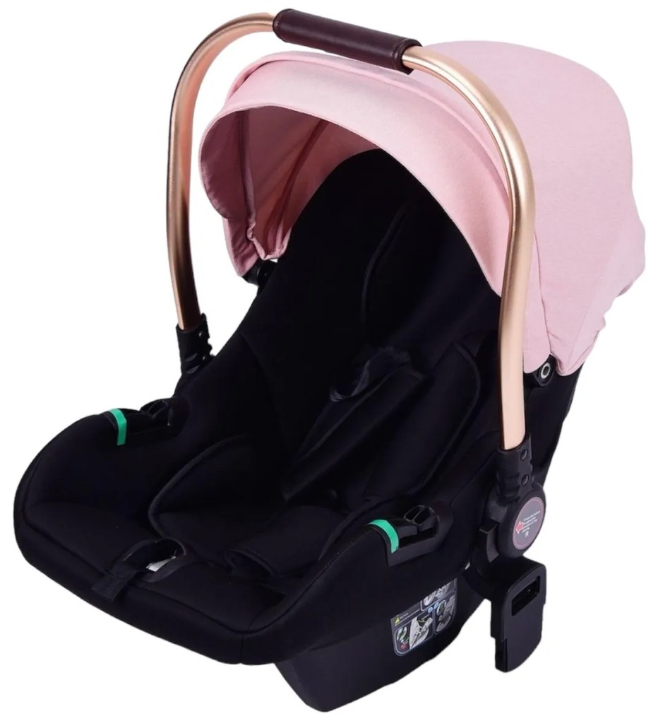 Carucior 3 in 1 reversibil si pliabil cu geanta inclusa si scoica auto, 0-36 luni, Roz - CPC-60-roz