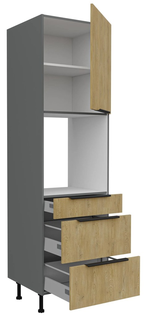 Dulap bucătărie pentru cuptor Carminia 60 DPS-215 3S1F PREMIUM BOX (stejar cremona + antracit). 1127954