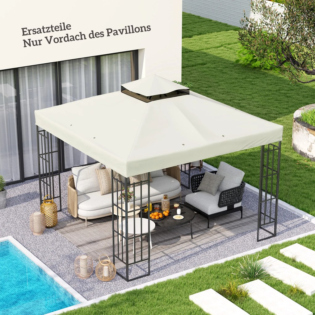 Outsunny 3 x 3 m Ersatzdach pentru pavilion, panza de inlocuire a pavilionului cu gauri de scurgere a apei, UPF30+, Protectie solara, Gri deschis | Aosom Romania