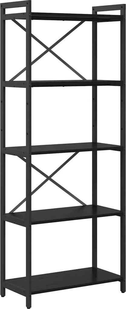 vidaXL Raft pentru cărți Stejar Negru 60 x 30 x 155 cm Lemn compozit