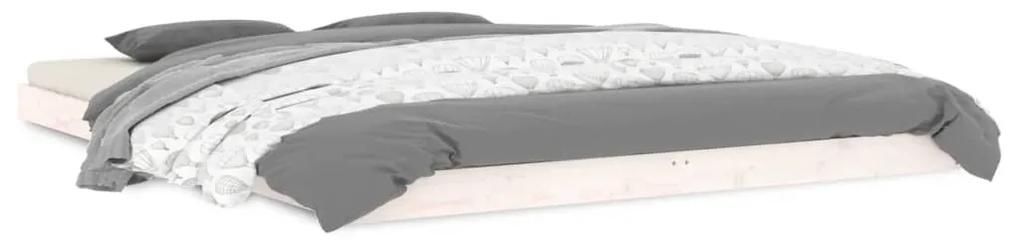 823440 vidaXL Cadru de pat, alb, 150x200 cm, lemn masiv de pin