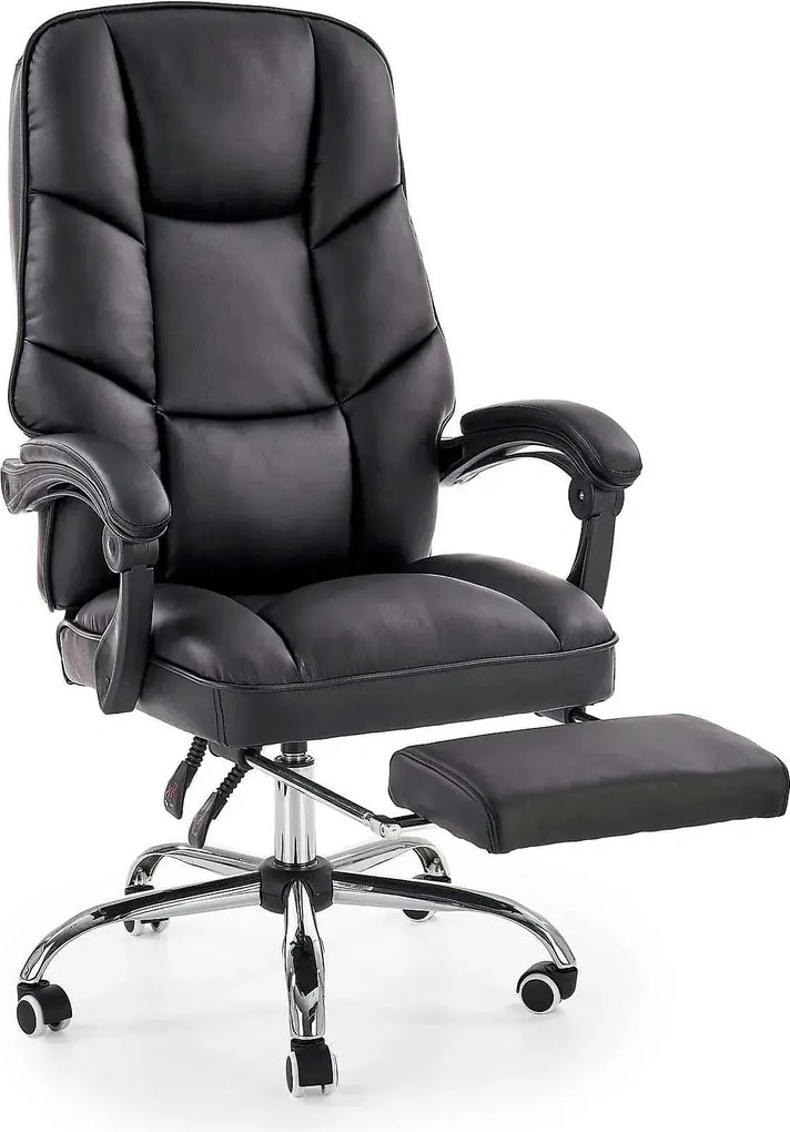Scaun de birou ALVIN, negru, piele ecologica, 66x70x118/125 cm