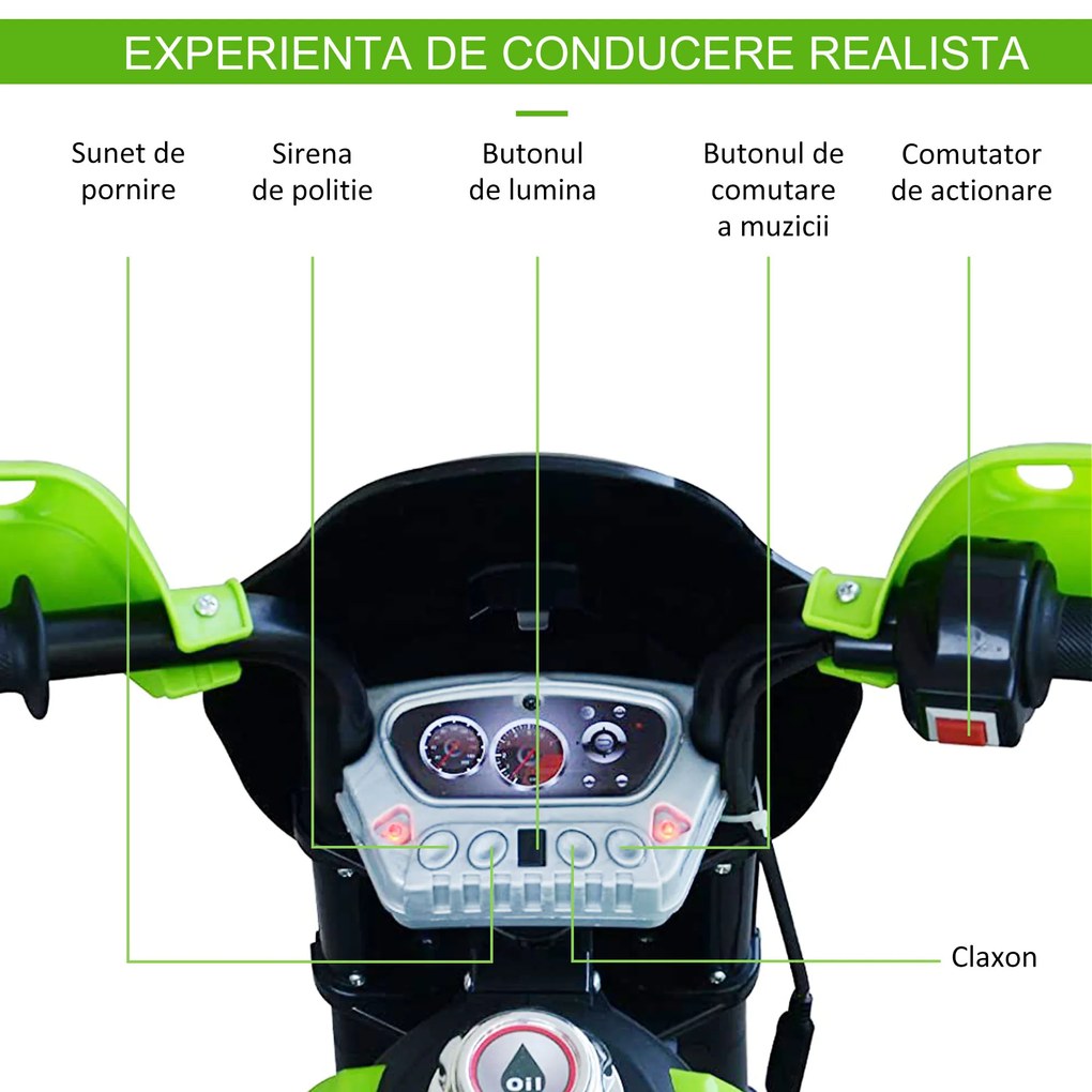 Motoreta MotoCross Electrica pentru Copii HOMCOM, 107x53x70cm | Aosom RO