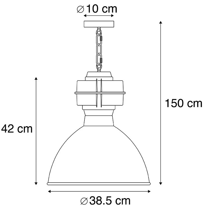 Lampă suspendată inteligentă industrială neagră incl. A60 WiFi 38,5 cm - Sicko