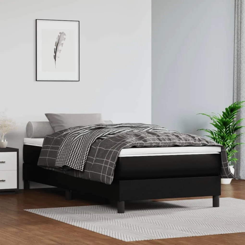 4007148 vidaXL Saltea de pat cu arcuri, negru, 120x190x20 cm, piele ecologică