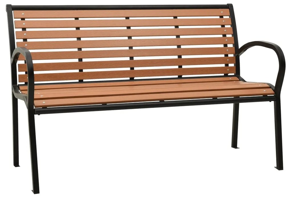319579 vidaXL Bancă de grădină, negru și maro, 116 cm, oțel și WPC