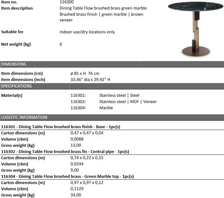 Masa design modern LUX cu blat din marmura Flow verde