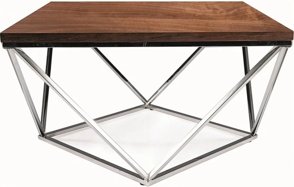 Masuta cafea SILVER A, nuc/argintiu, 80x80x45 cm