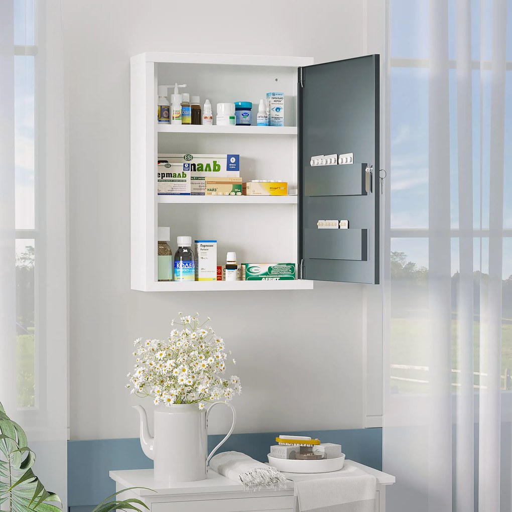 Kleankin Dulap Medicamente pentru Montare pe Perete, cu 3 Nivele, Ideal pentru Baie și Bucătărie, Design Compact și Funcțional | Aosom Romania