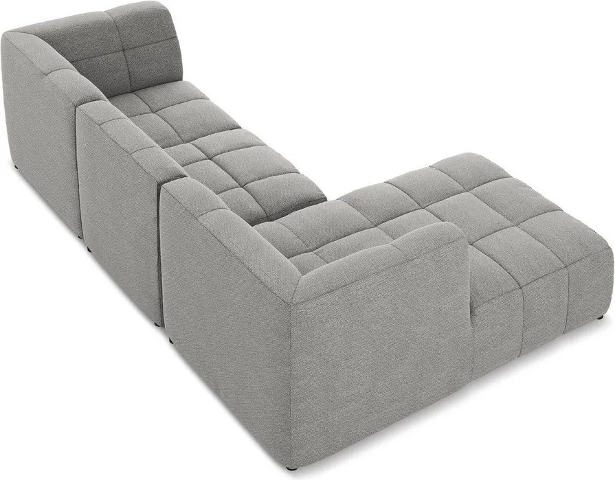 Colțar gri cu tapițerie din țesătură bouclé (cu colț pe partea stângă/cu șezlong) Aloha – Makamii