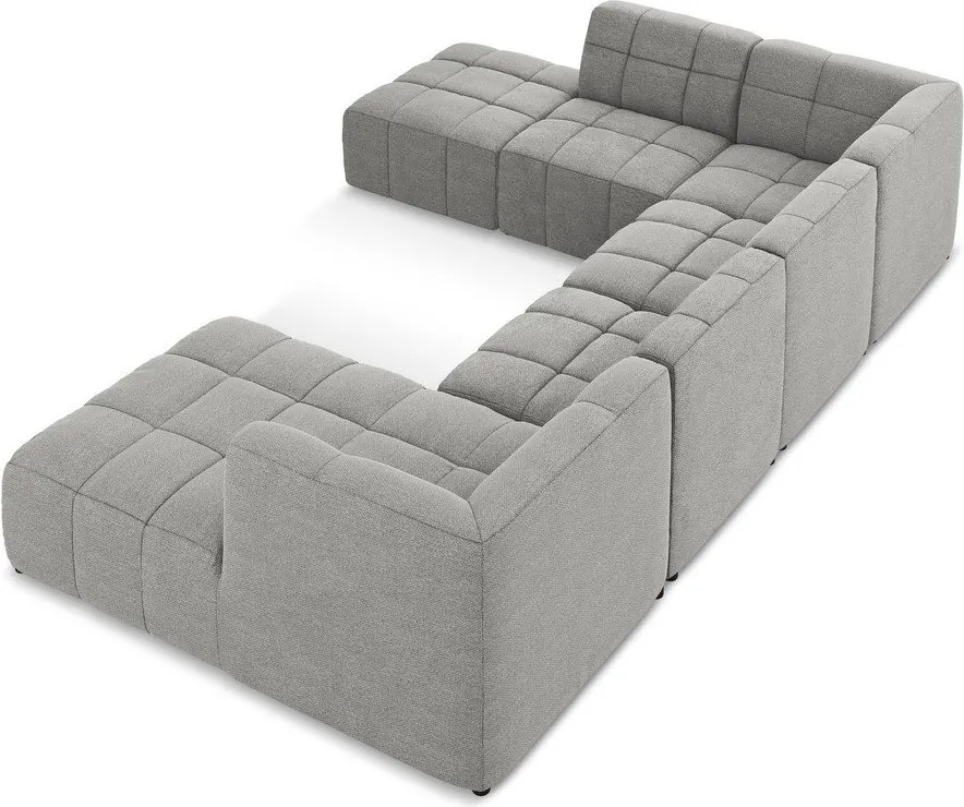 Colțar gri cu tapițerie din țesătură bouclé (în formă de "U") Aloha – Makamii