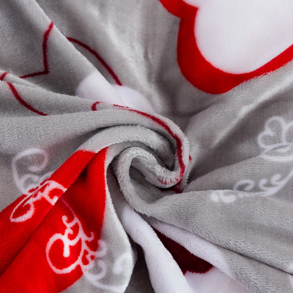 Set lenjerie cocolino CHRISTMAS HEART gri + cearsaf Cocolino microplus cu elastic SOFT 90x200 cm alb, pat simplu