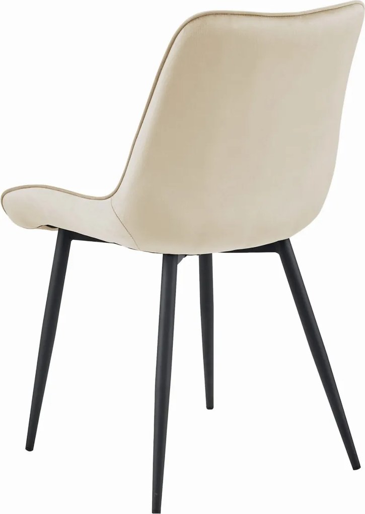 OFERTA Scaun din catifea bej BERA cu picioare negre II. calitate