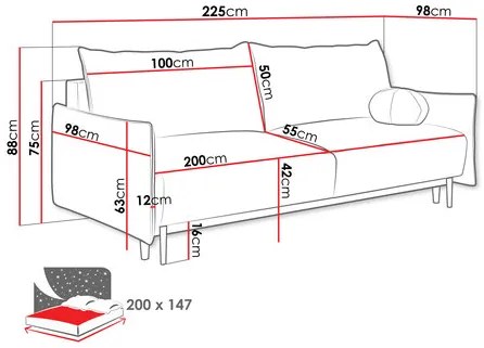 Canapea extensibilă Owasoro (Gri închis) (cu sp. depozitare). 1105599
