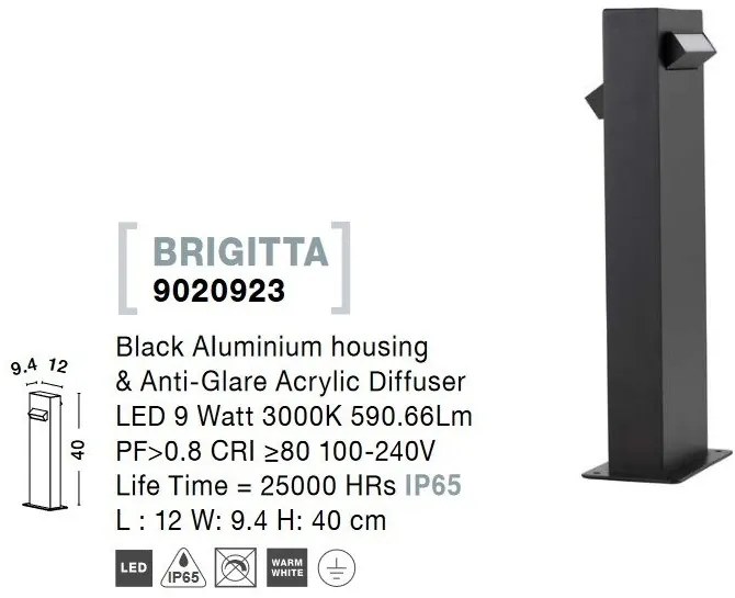 Stalp LED mic pentru iluminat exterior IP65 BRIGITTA