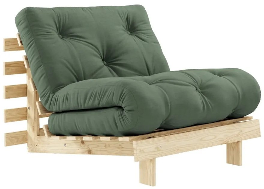 Fotoliu variabil KARUP Design Roots Raw/Olive Green, verde